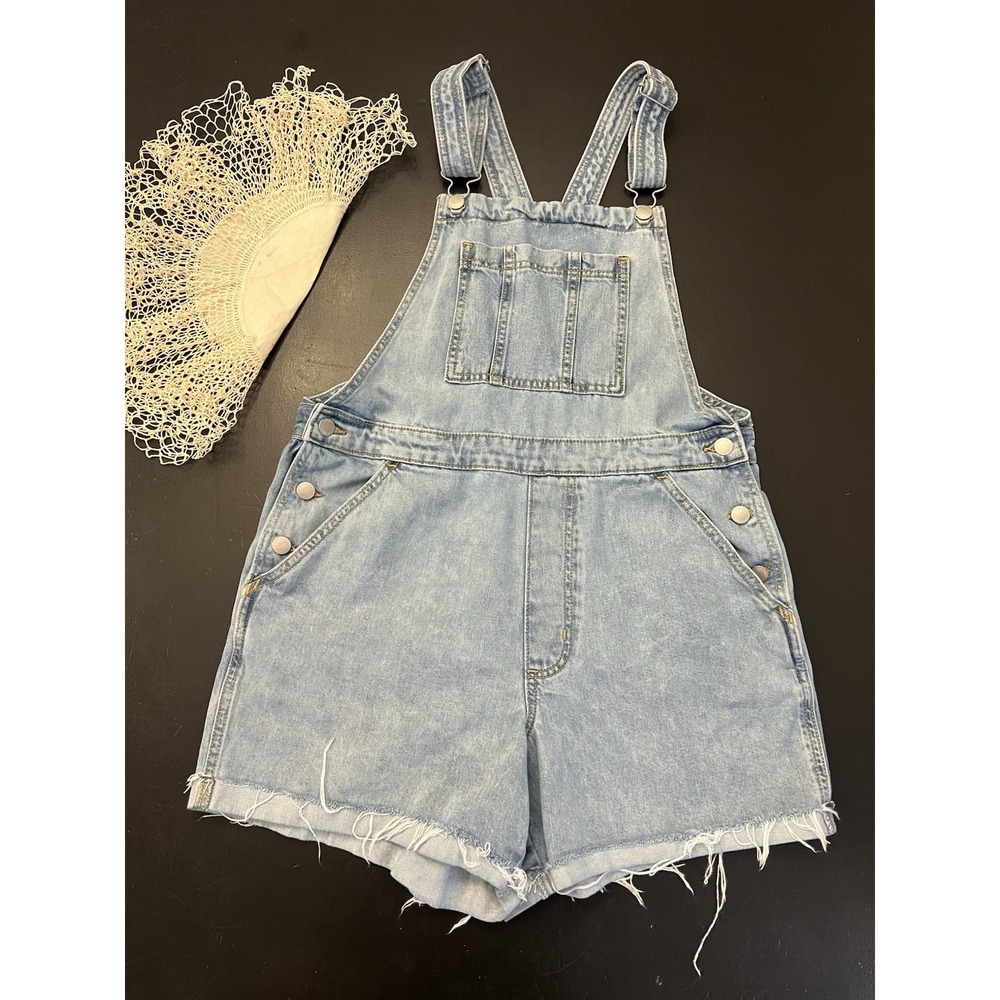 Universal Thread Blue Denim Bib Jean Overall Cut Off Shortalls Sz 30 / 10